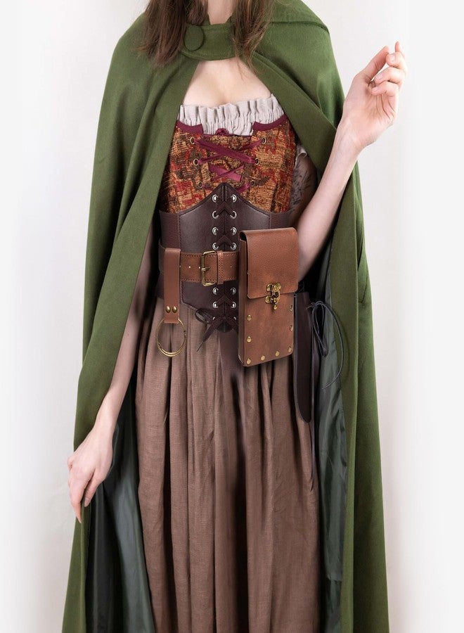 SUMGOGO Womens Corset Belt Belt Pouch Waist Bag Fanny Pack Phone Holder Medieval Renaissance Costume Accessories (Brown, S-Waist/25.6"-34") - Image 3